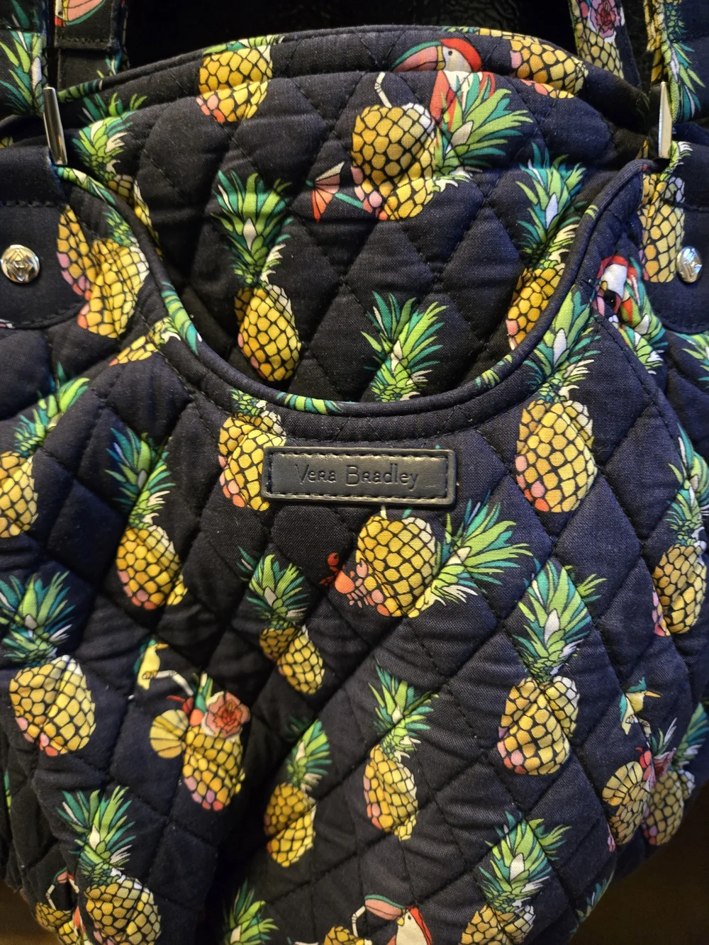 Vera Bradley Navy Quilted Pineapple Tote